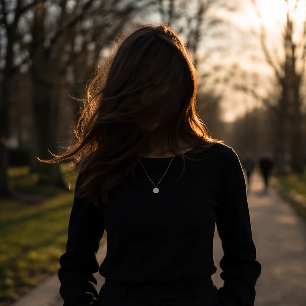 Confident Woman on Quiet Park Path