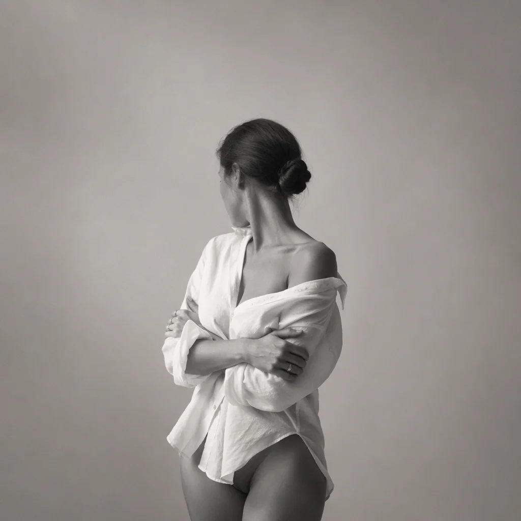 Confident Woman Portrait in Soft Gray