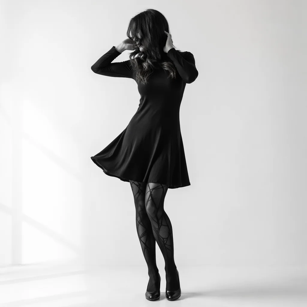 Confident Woman in Monochrome Studio Portrait