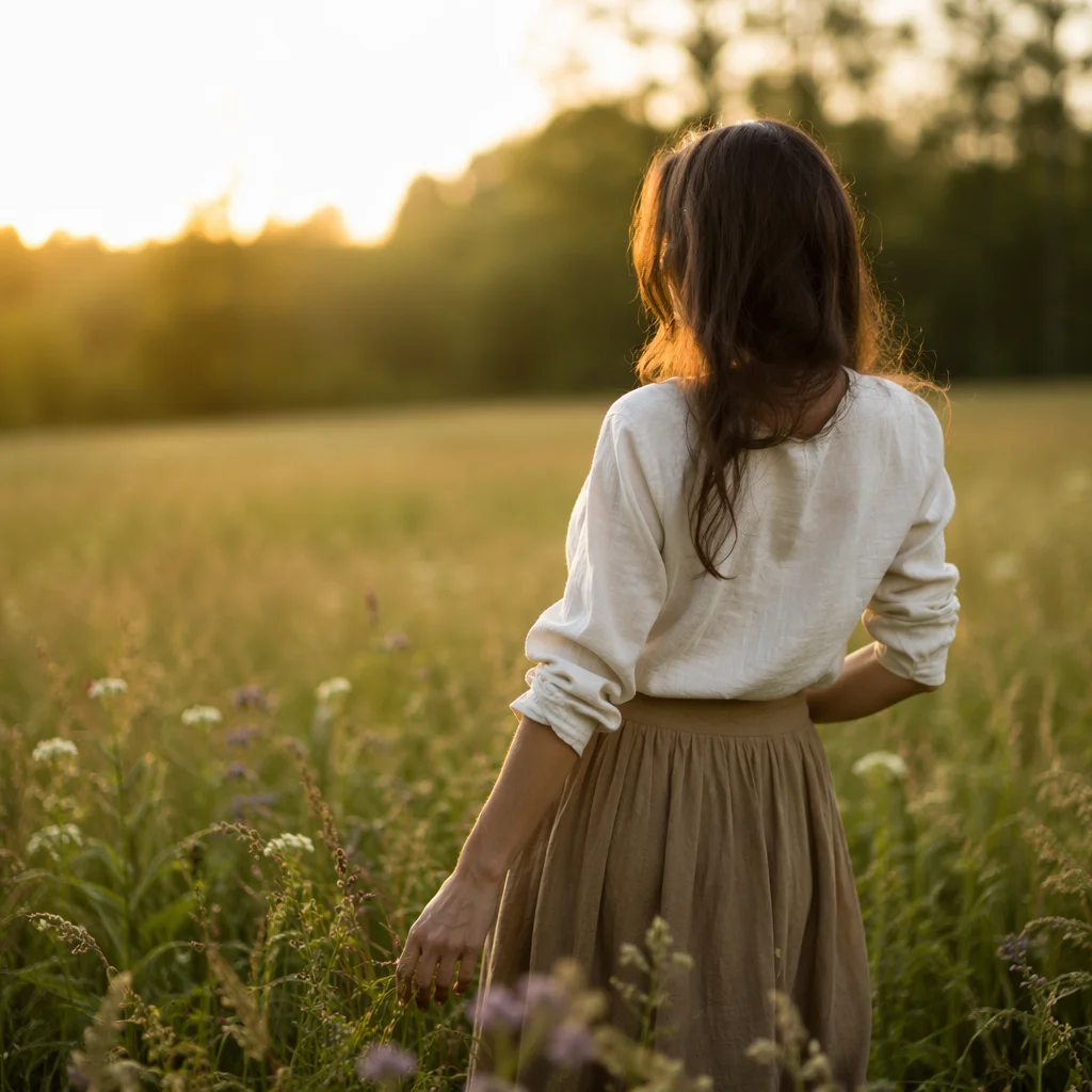 Confident Woman in Golden Meadow