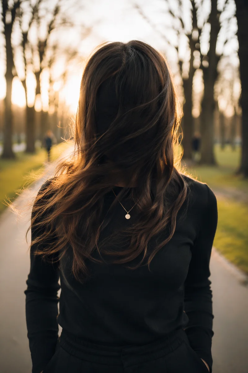 Anonymous Confident Woman on Warm Park Path