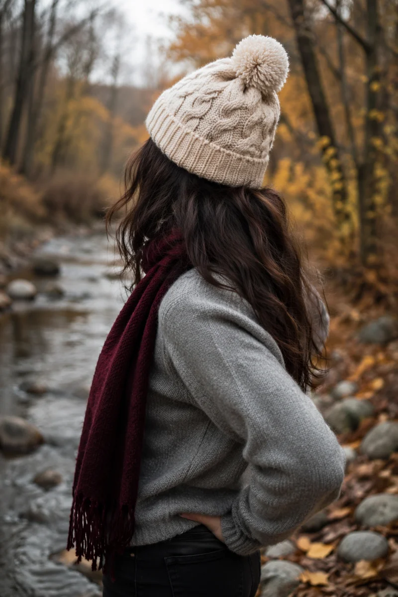 Confident Woman by Autumn Woodland Stream