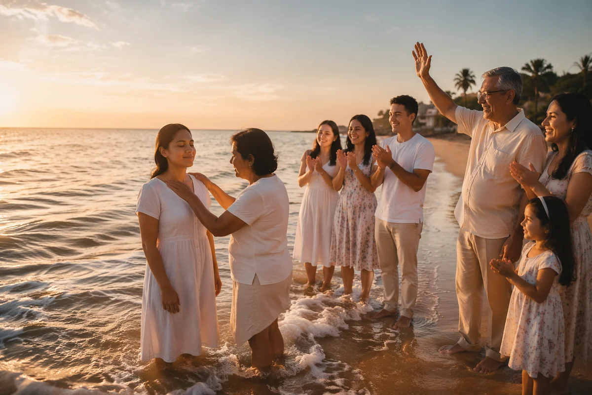 Beachside Baptism Celebration at Golden Hour