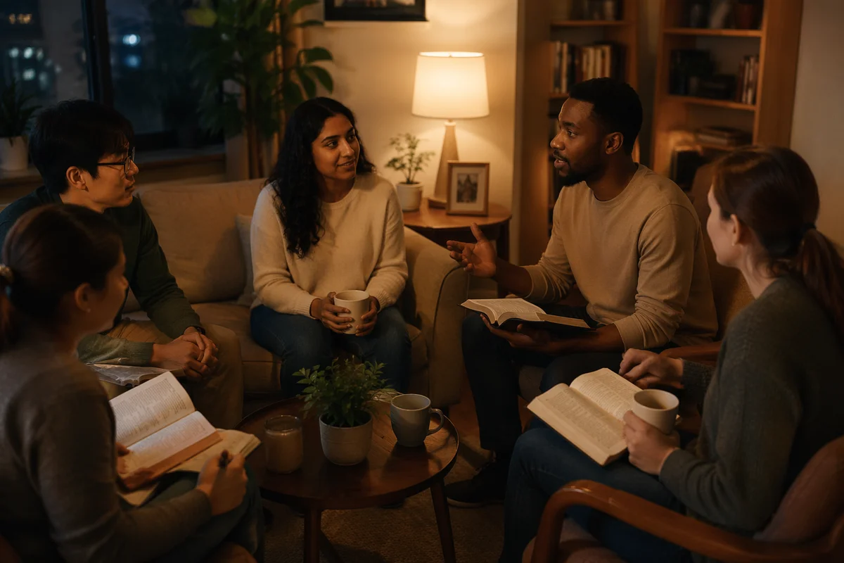 Young Adults in Cozy Bible Study