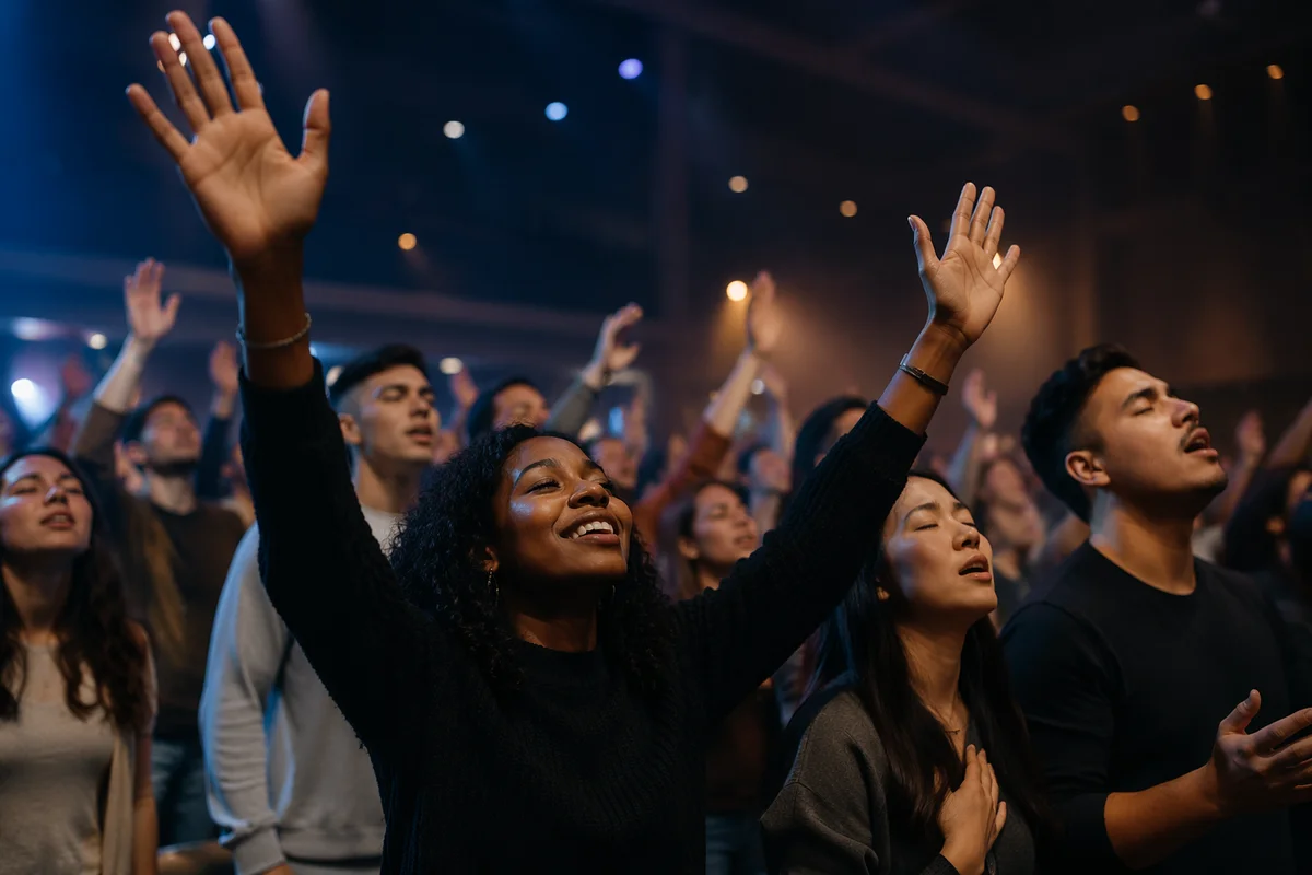 Young Adults Raising Hands at Concert