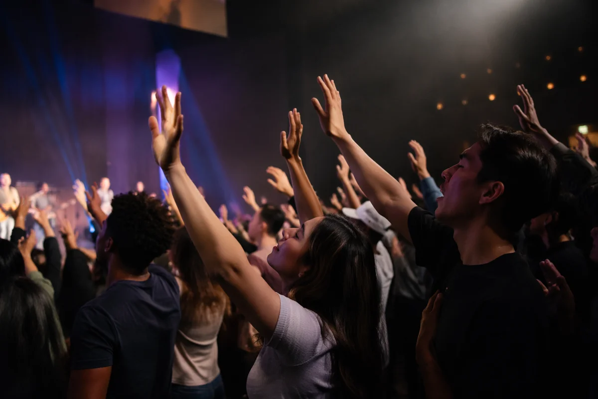 Young Adults Raising Hands at Concert