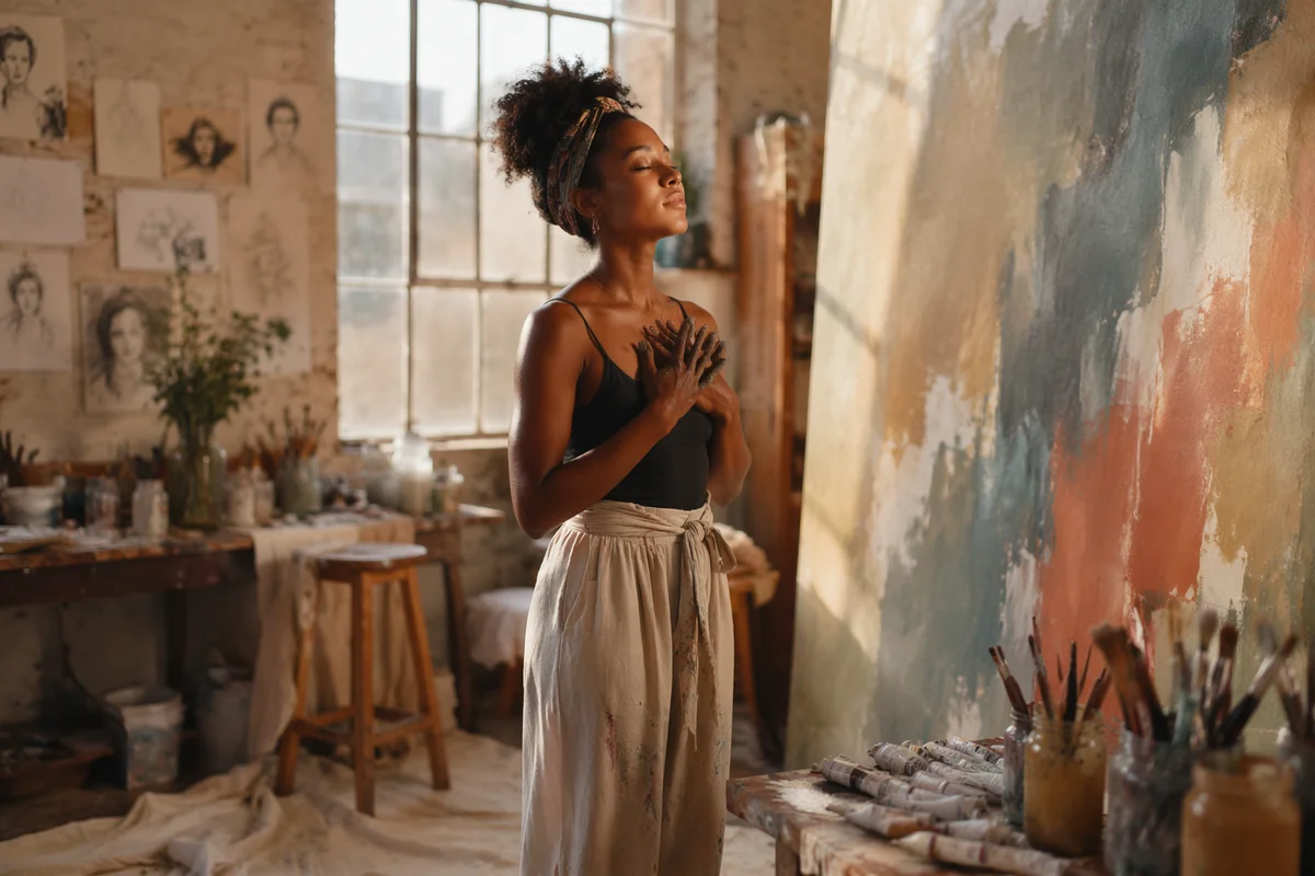 Young Artist in Sunlit Loft Studio