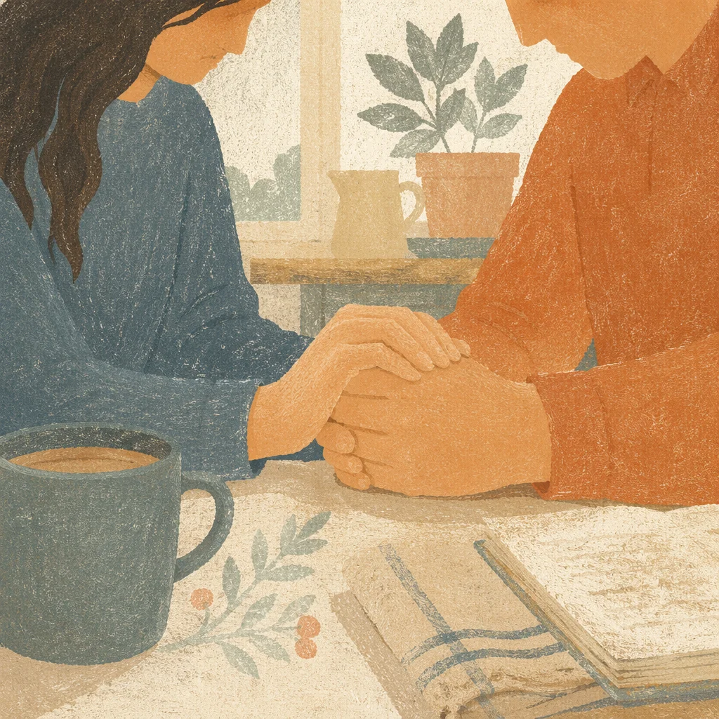 Young Couple Praying Hand in Hand