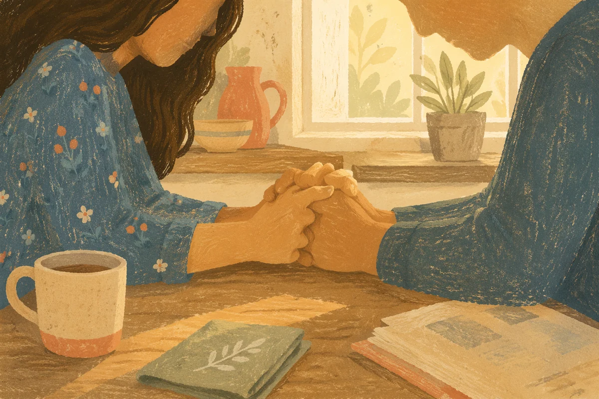 Young Couple Holding Hands in Prayer