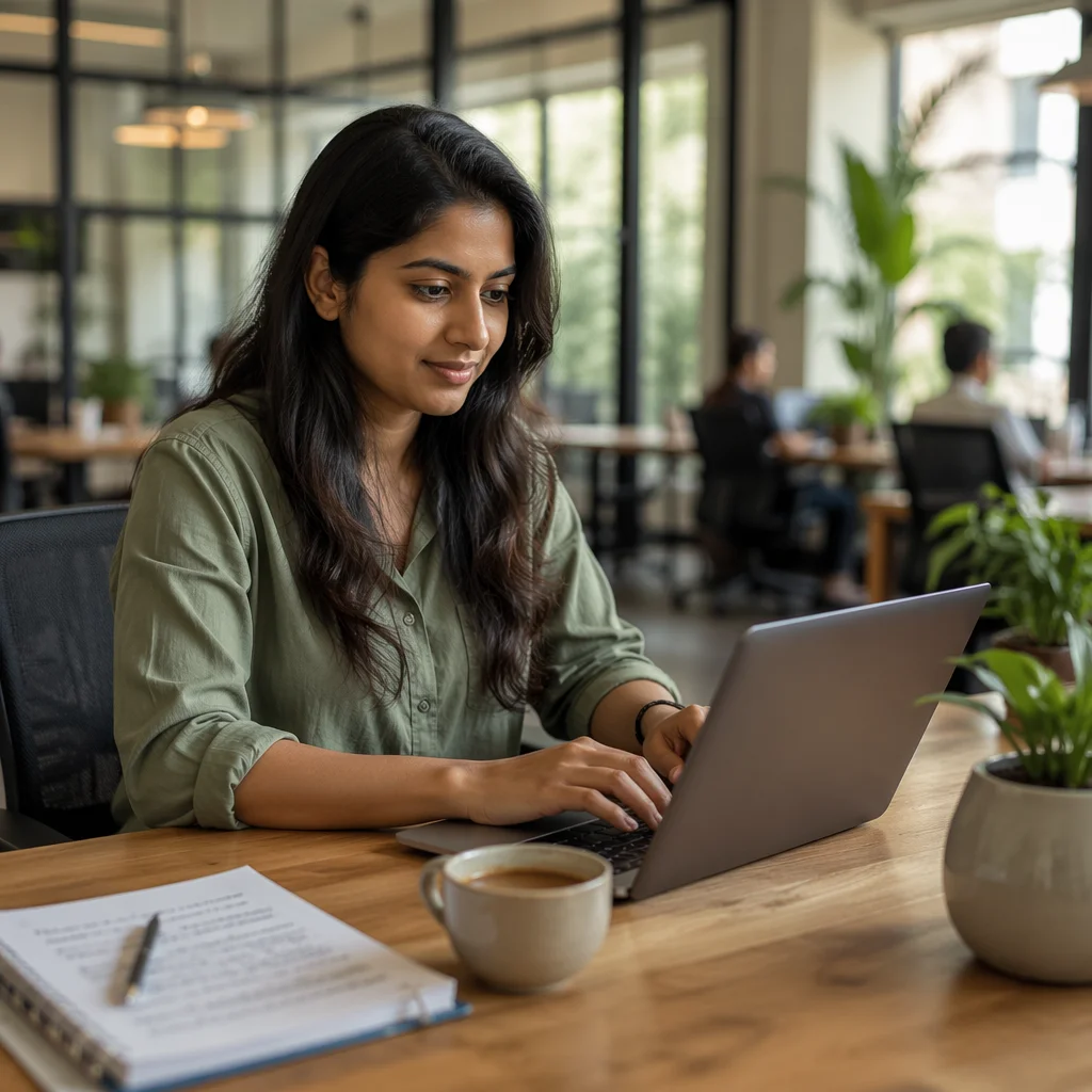 Young Woman Working in Startup Office
