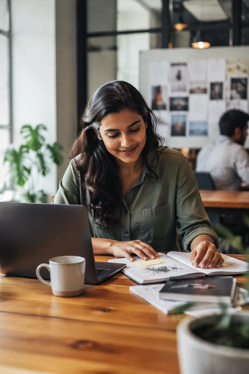 Young Woman Working at Startup Desk