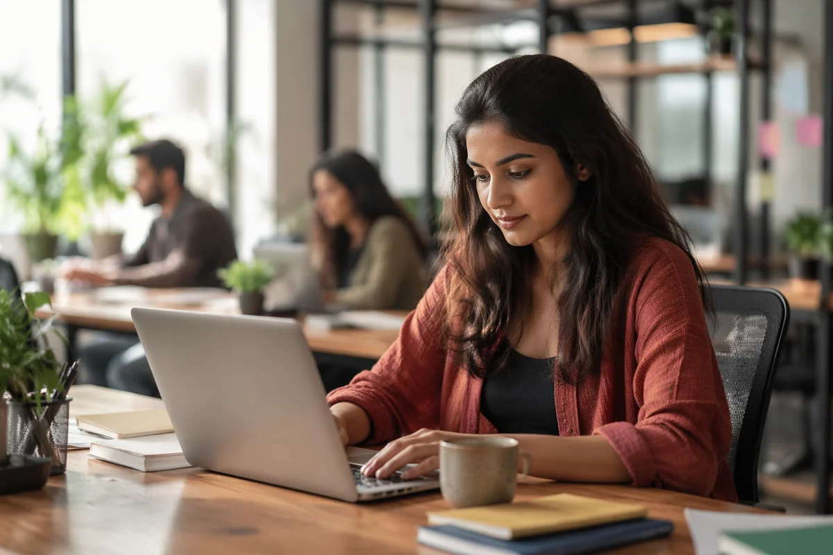 Young Woman Working in Startup Office
