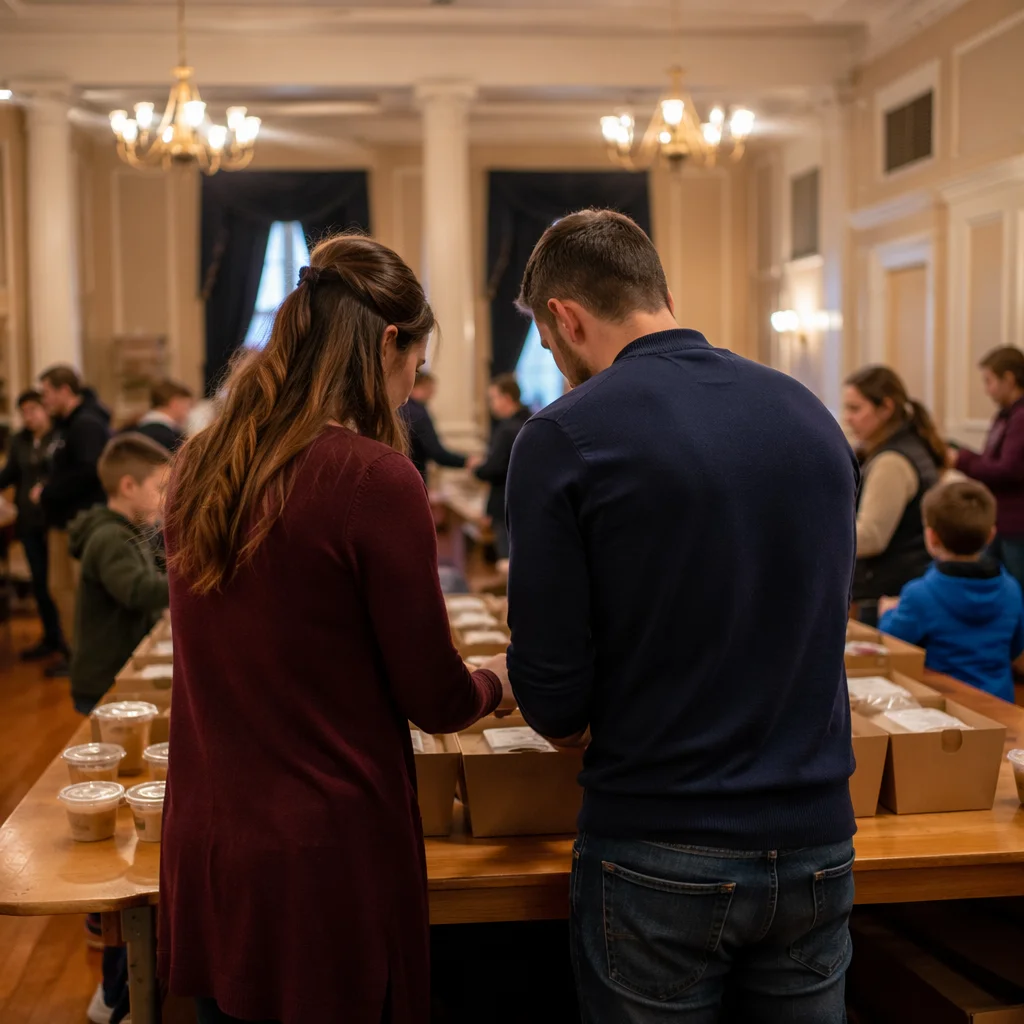 Young Married Couple Serving at Church