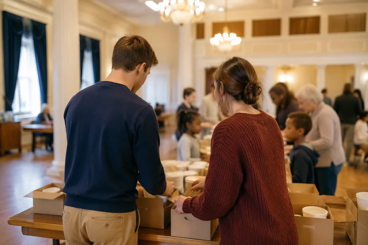 Young Married Couple Serving at Church