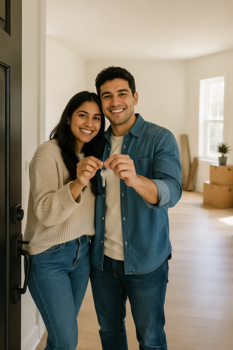 Excited Young Couple Holding New House Keys