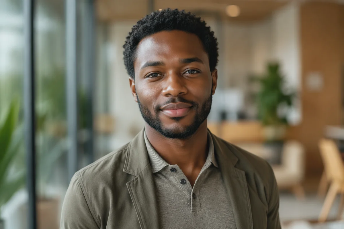 Confident Young Professional Man in Modern Office