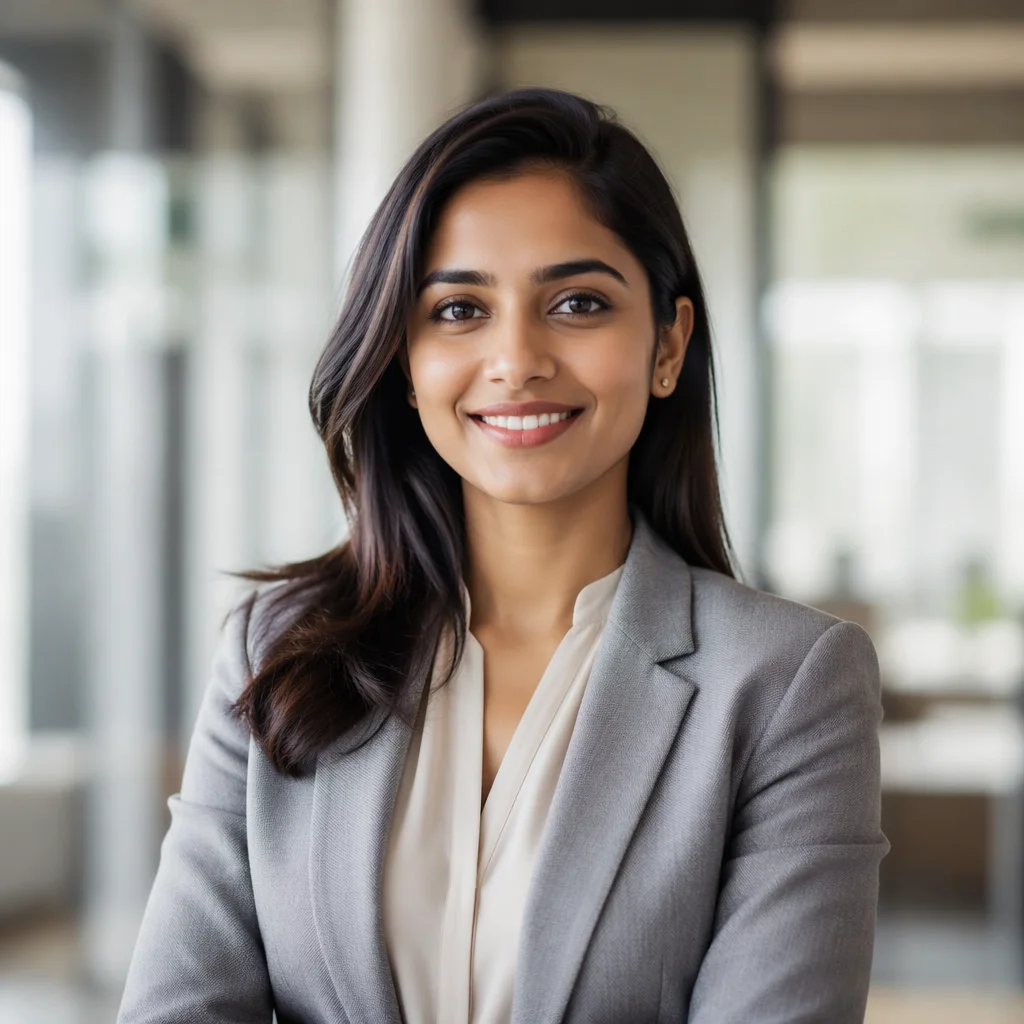 Confident Young Professional Woman Office Headshot