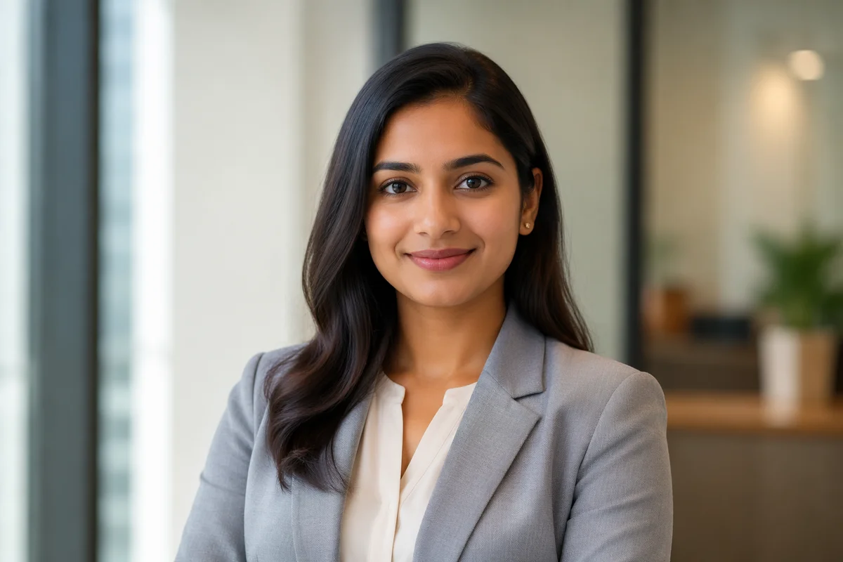 Confident Young Professional Woman Office Headshot