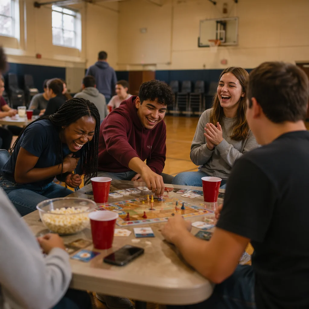Laughing Teen Group Game Night