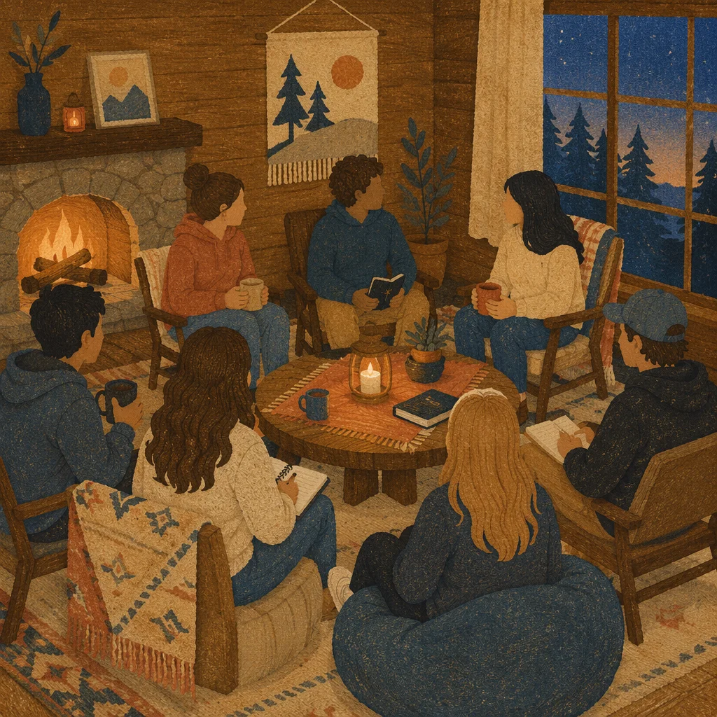 Youth Retreat Cabin Bible Discussion Circle