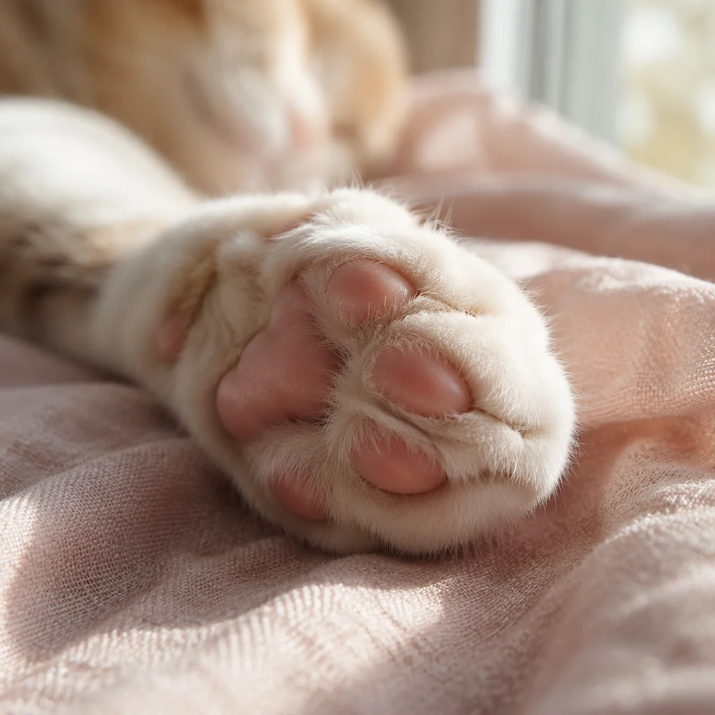 Soft Pink Cat Paw Macro Close-Up