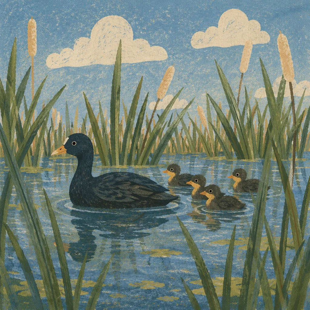 Peaceful Duck Family on Spring Pond