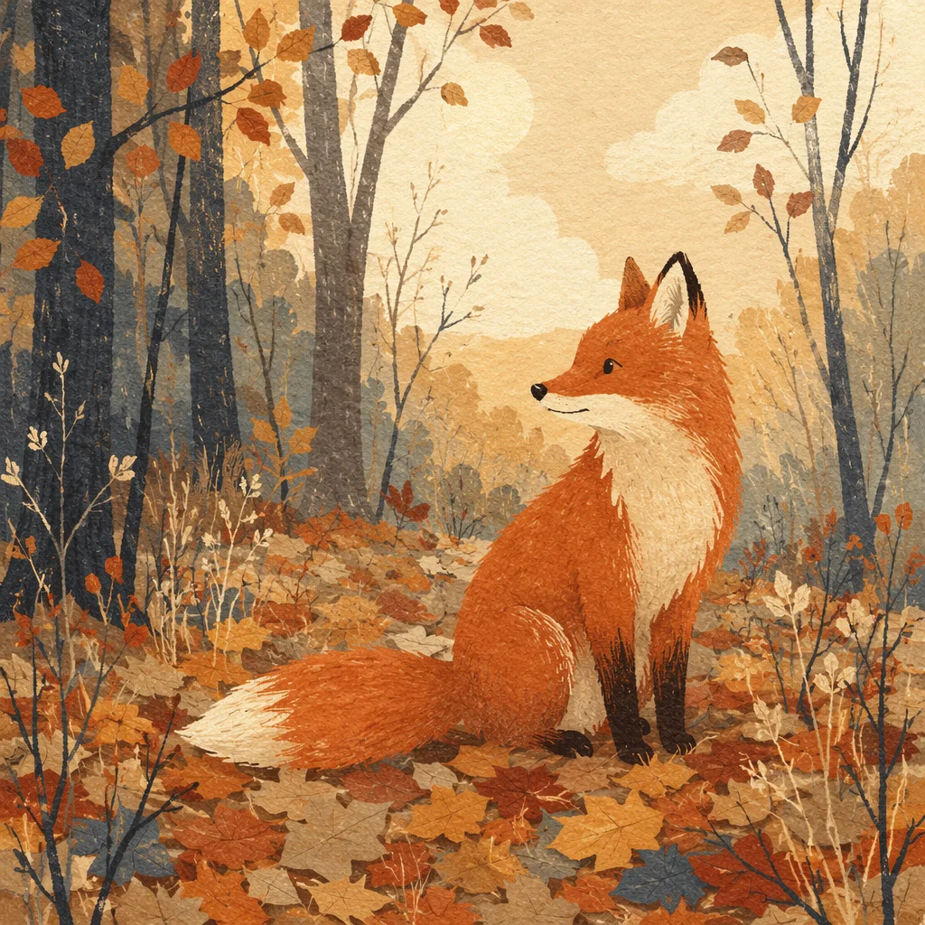 Alert Red Fox in Autumn Forest