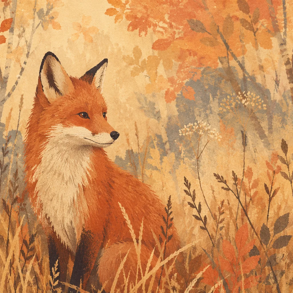 Red Fox in Autumn Forest Light