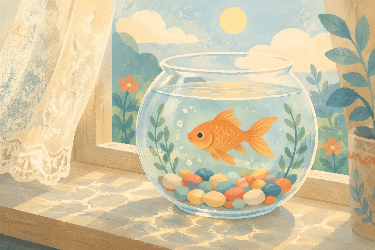 Calm Goldfish Bowl by Sunny Window
