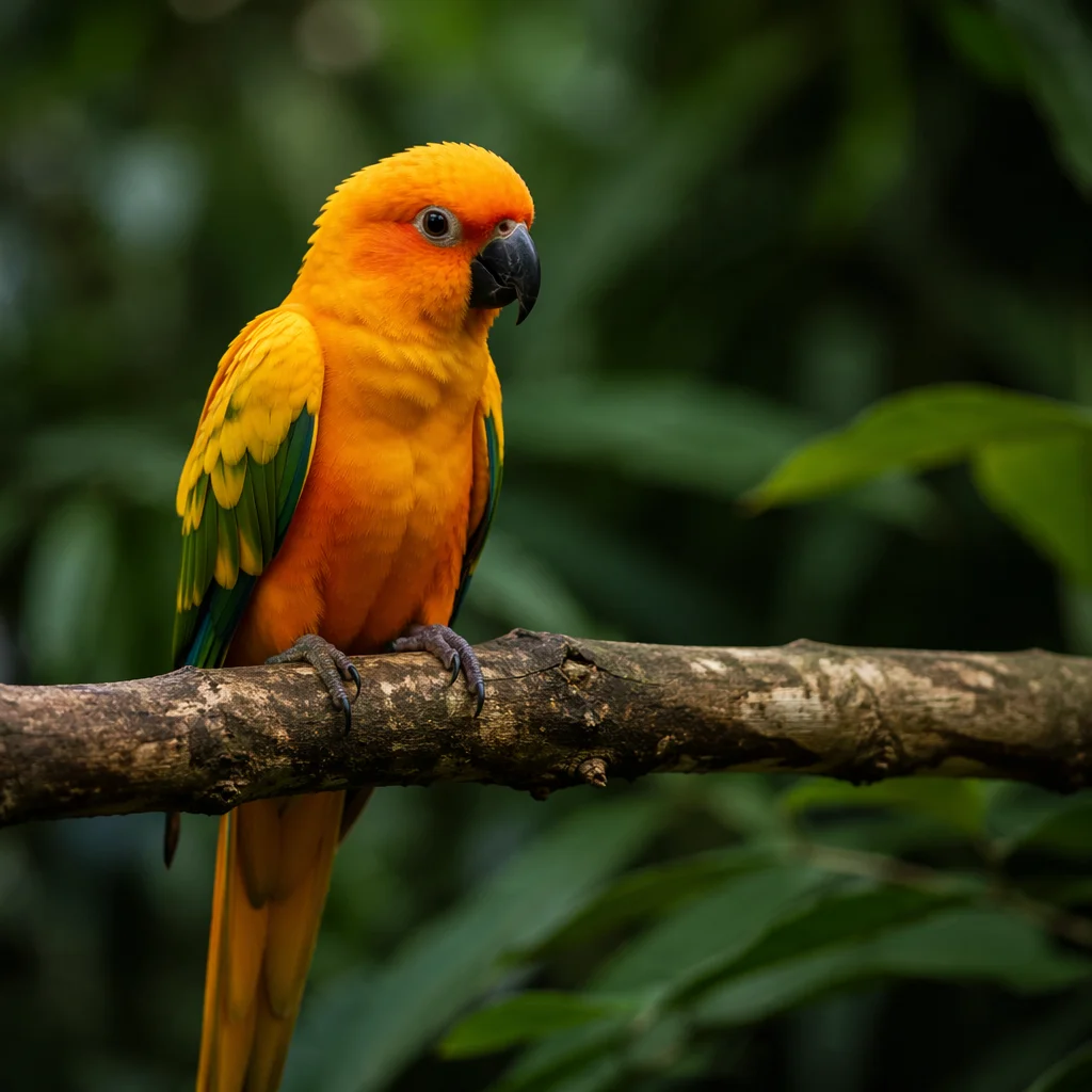 Vibrant Tropical Parrot on Natural Branch