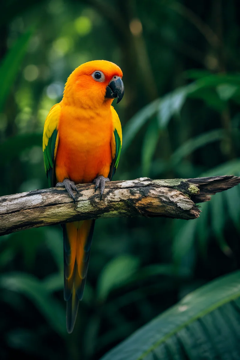 Vibrant Tropical Parrot on Natural Branch