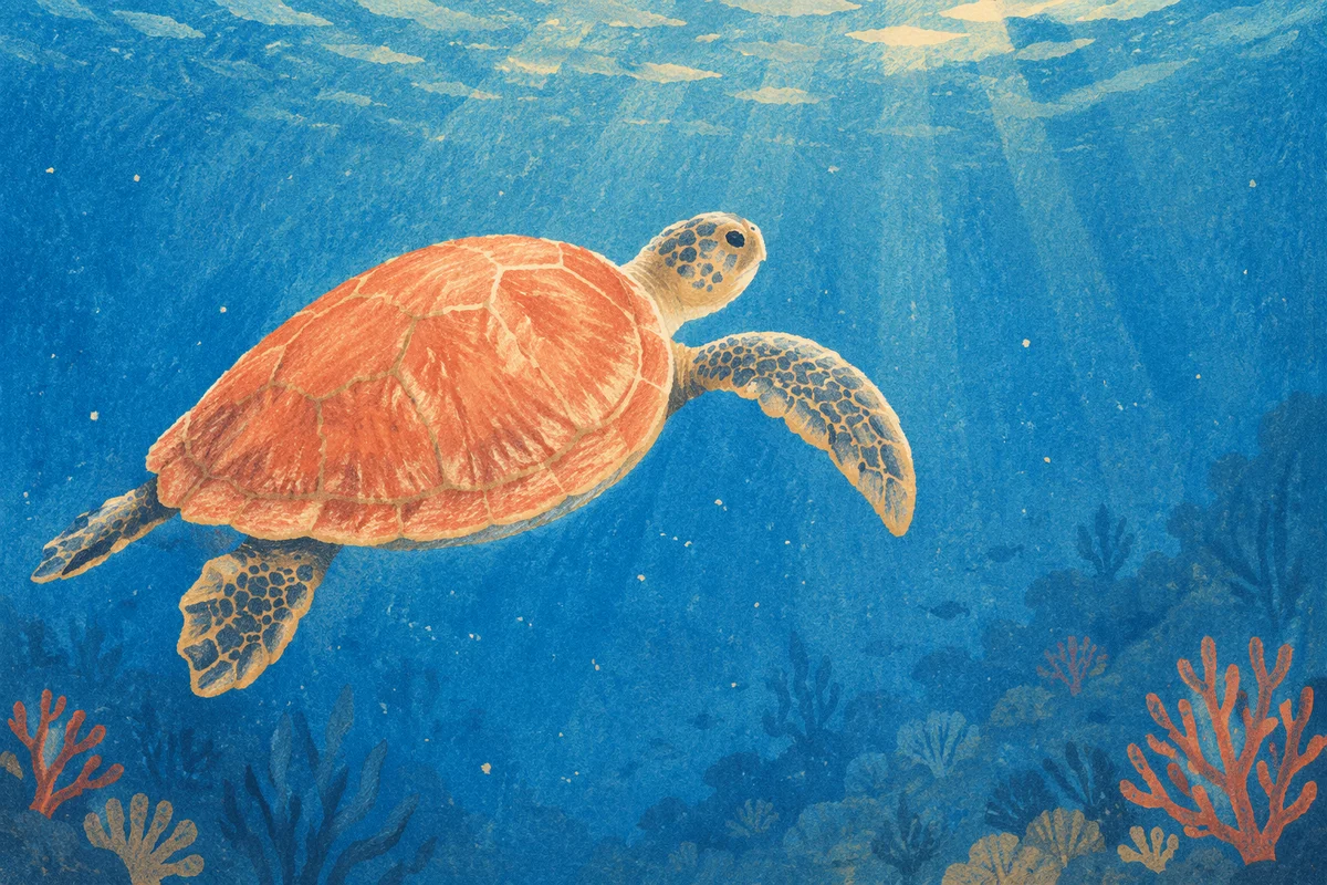Serene Sea Turtle in Blue Ocean