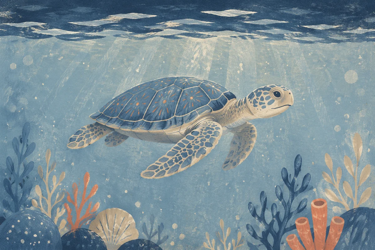 Serene Sea Turtle Beneath Blue Ocean Surface