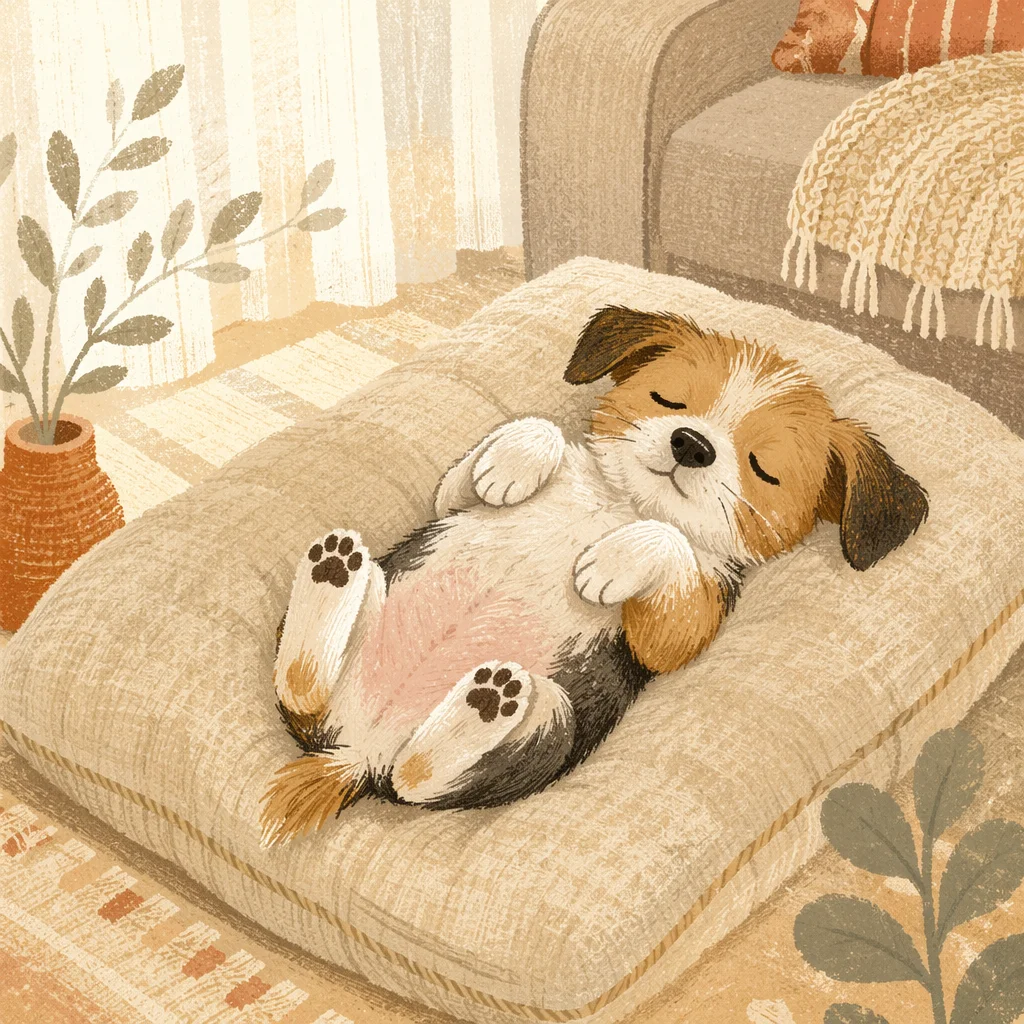 Adorable Sleeping Puppy on Cozy Cushion
