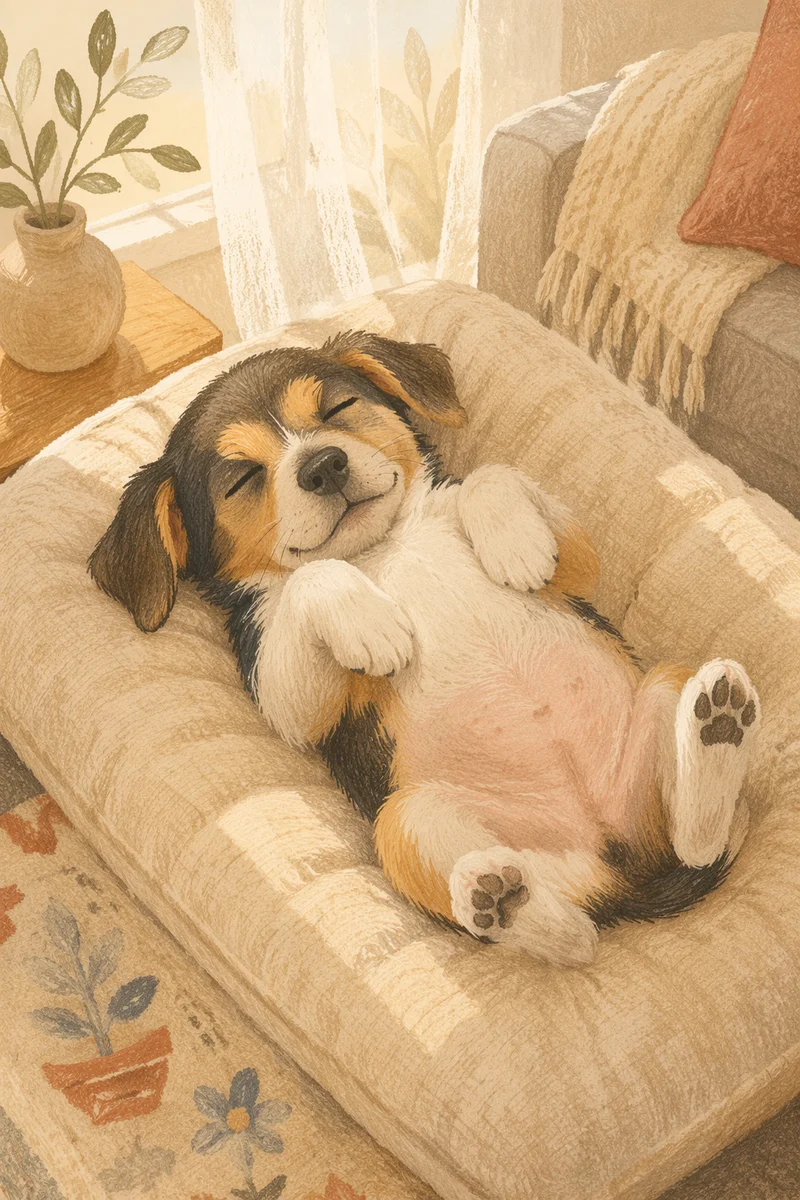 Adorable Sleeping Puppy on Cozy Cushion