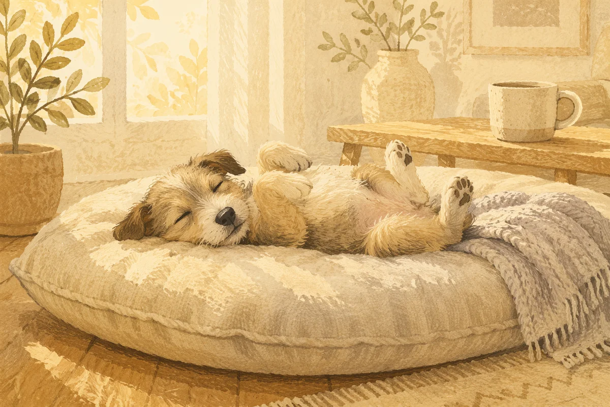 Adorable Sleeping Puppy on Cozy Cushion