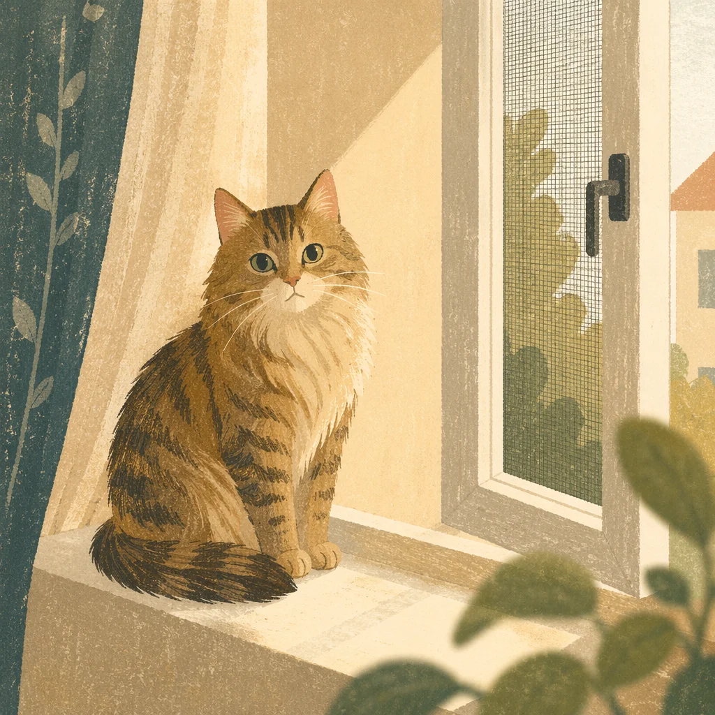 Serene Tabby Cat in Morning Sunlight