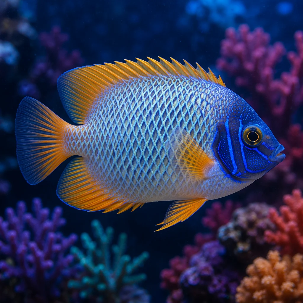 Colorful Tropical Aquarium Fish with Coral Glow