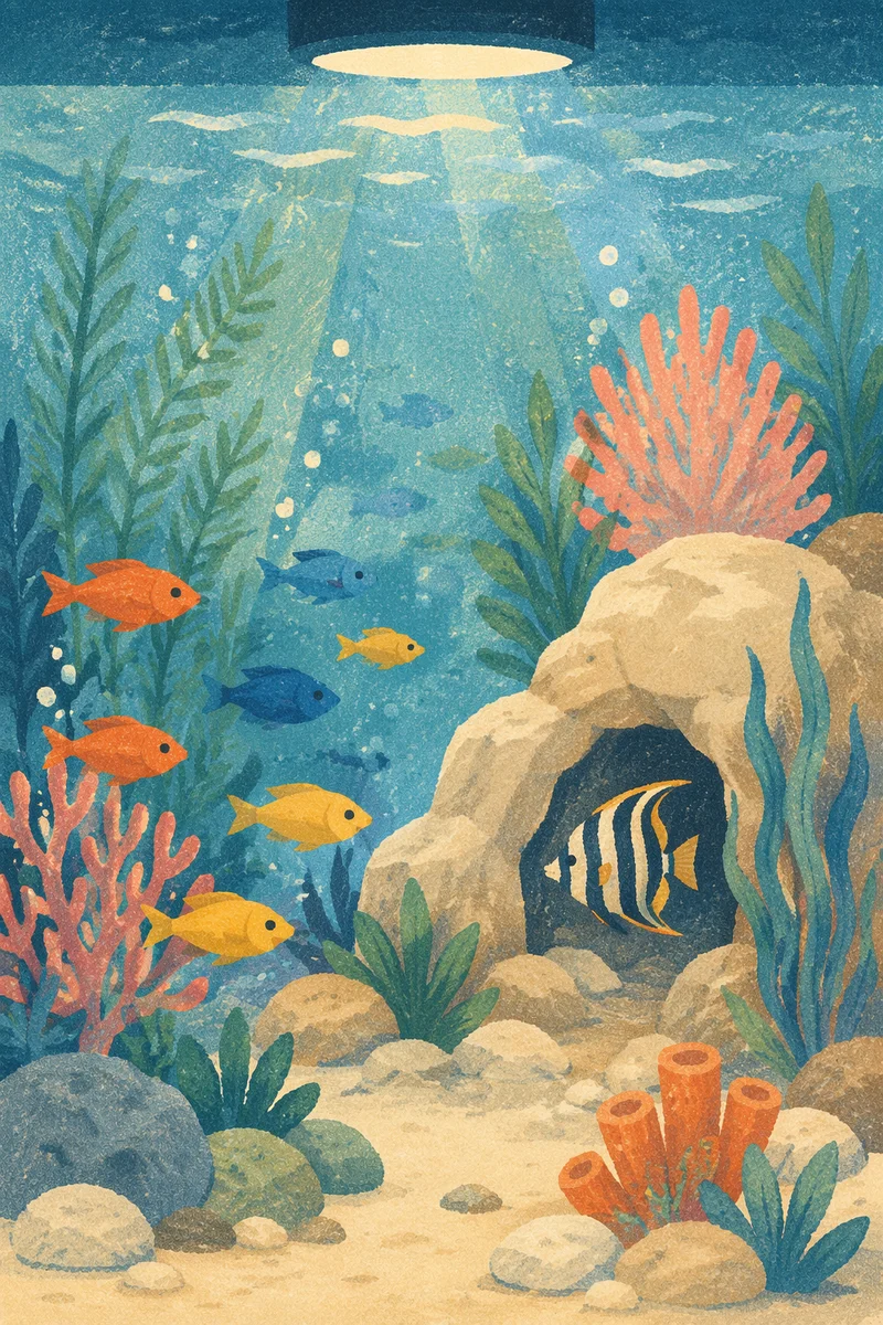 Serene Tropical Fish Aquarium with Colorful Coral