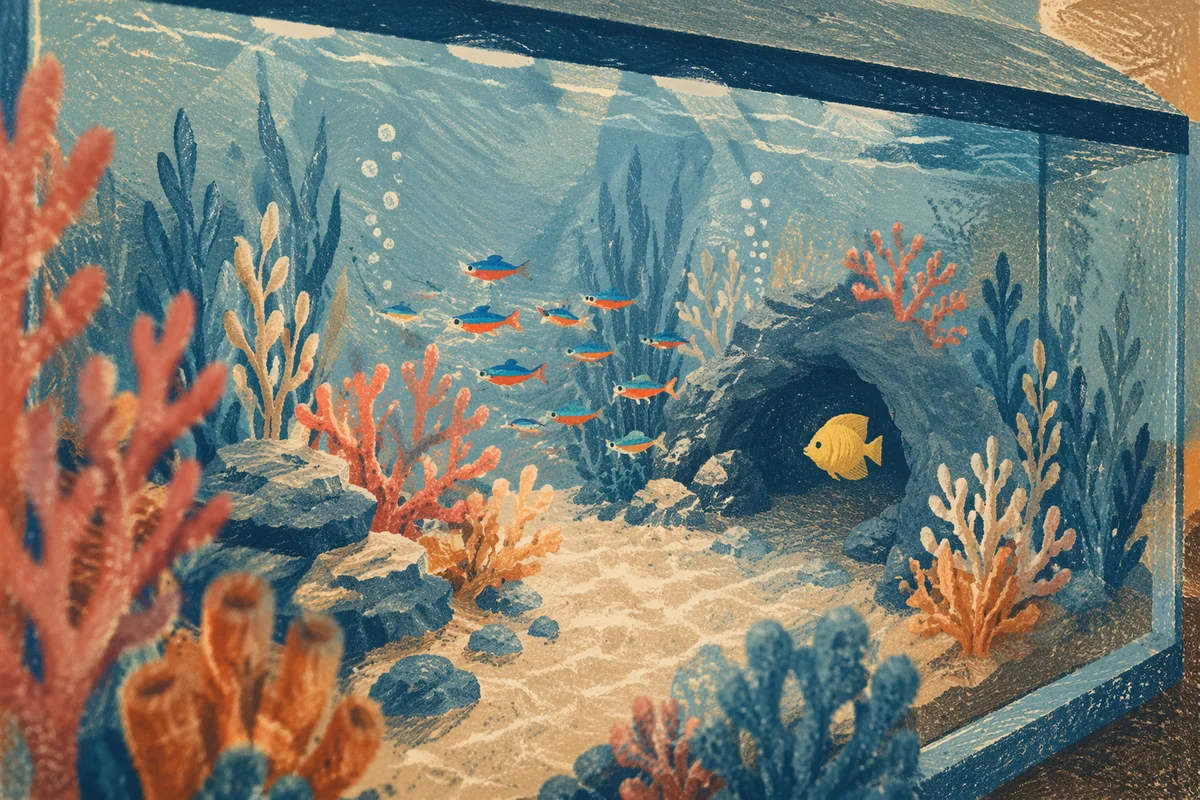 Colorful Tropical Fish Aquarium With Coral