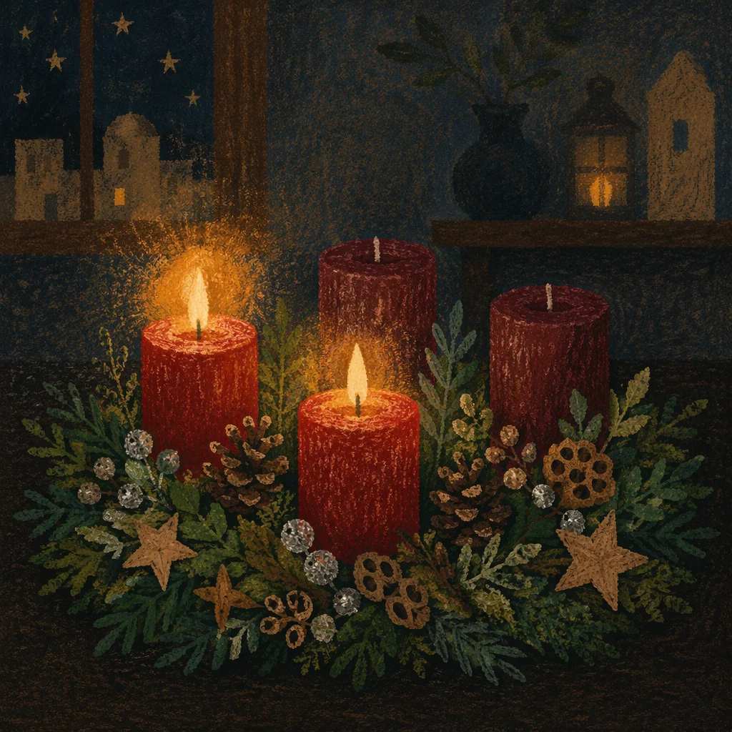 Warm Advent Candle Wreath Centerpiece