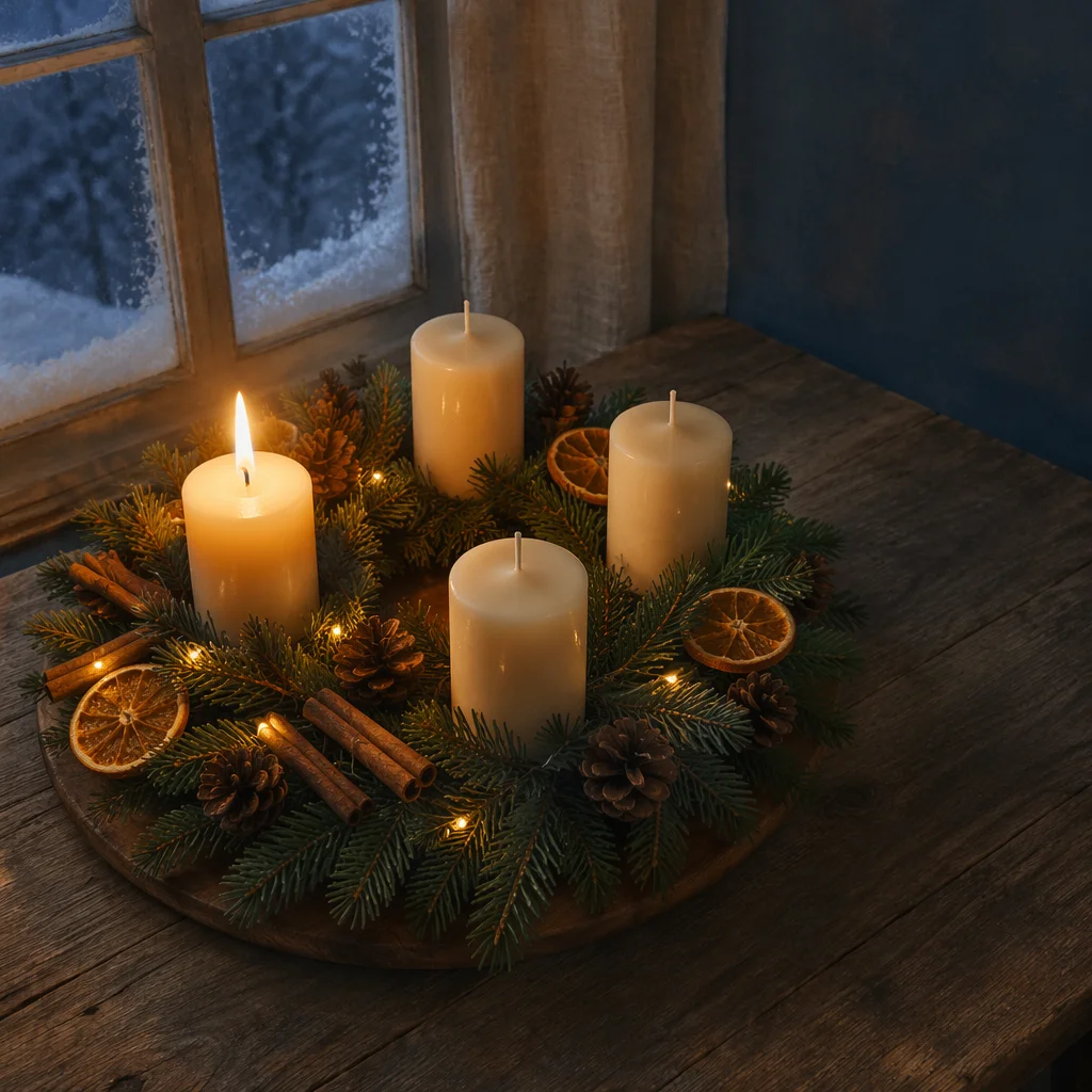 Advent Candle Wreath with Warm Light