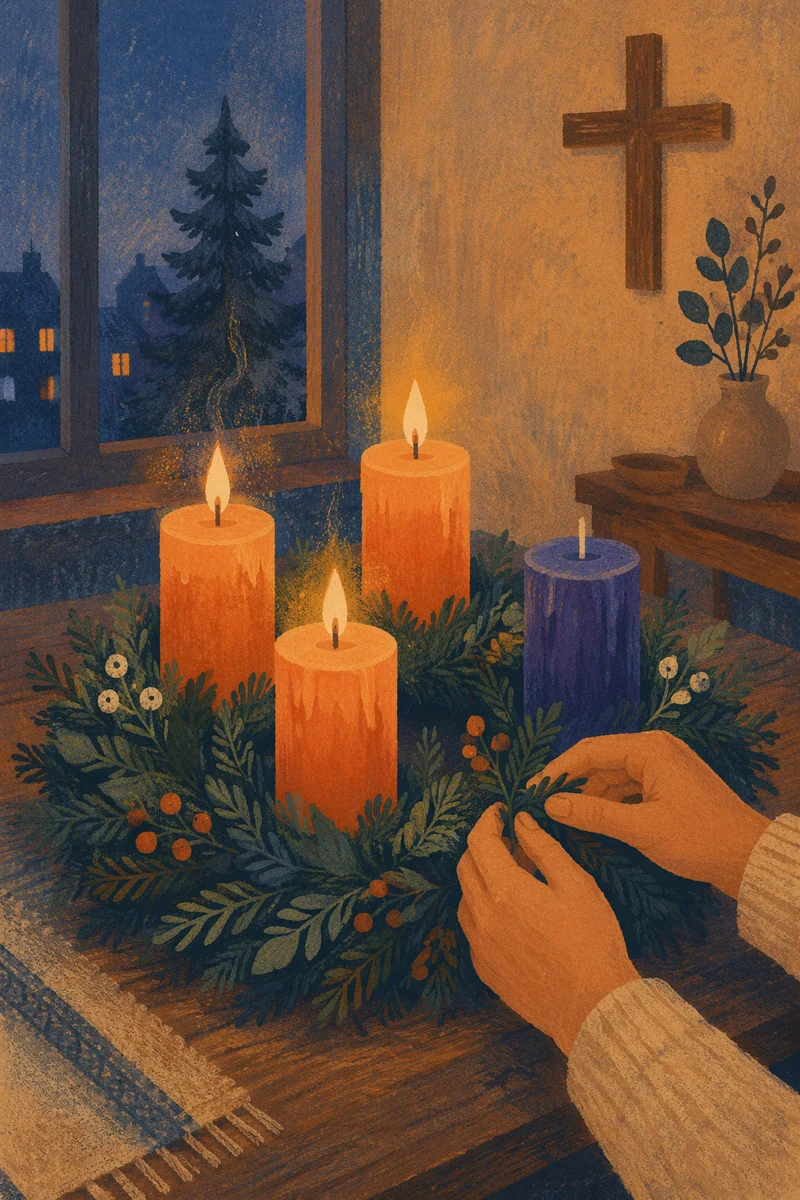 Warm Advent Wreath in Prayer Corner