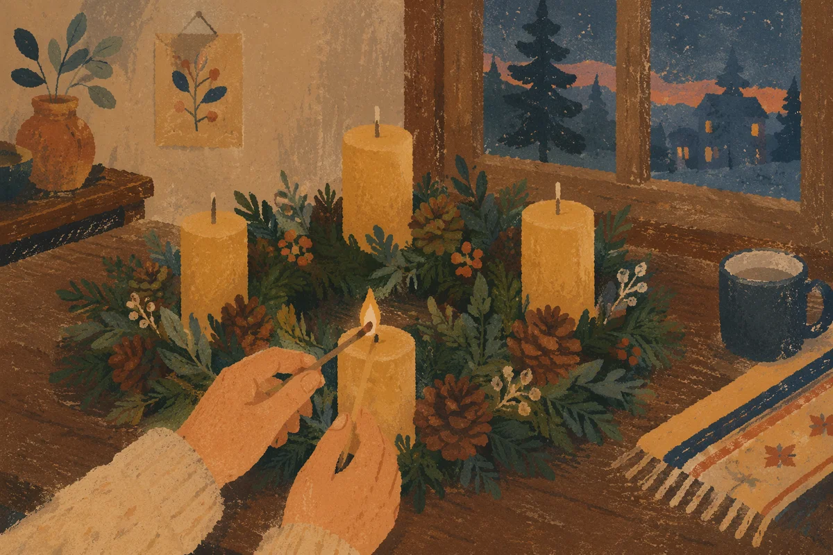 Warm Advent Wreath Candlelight at Dusk