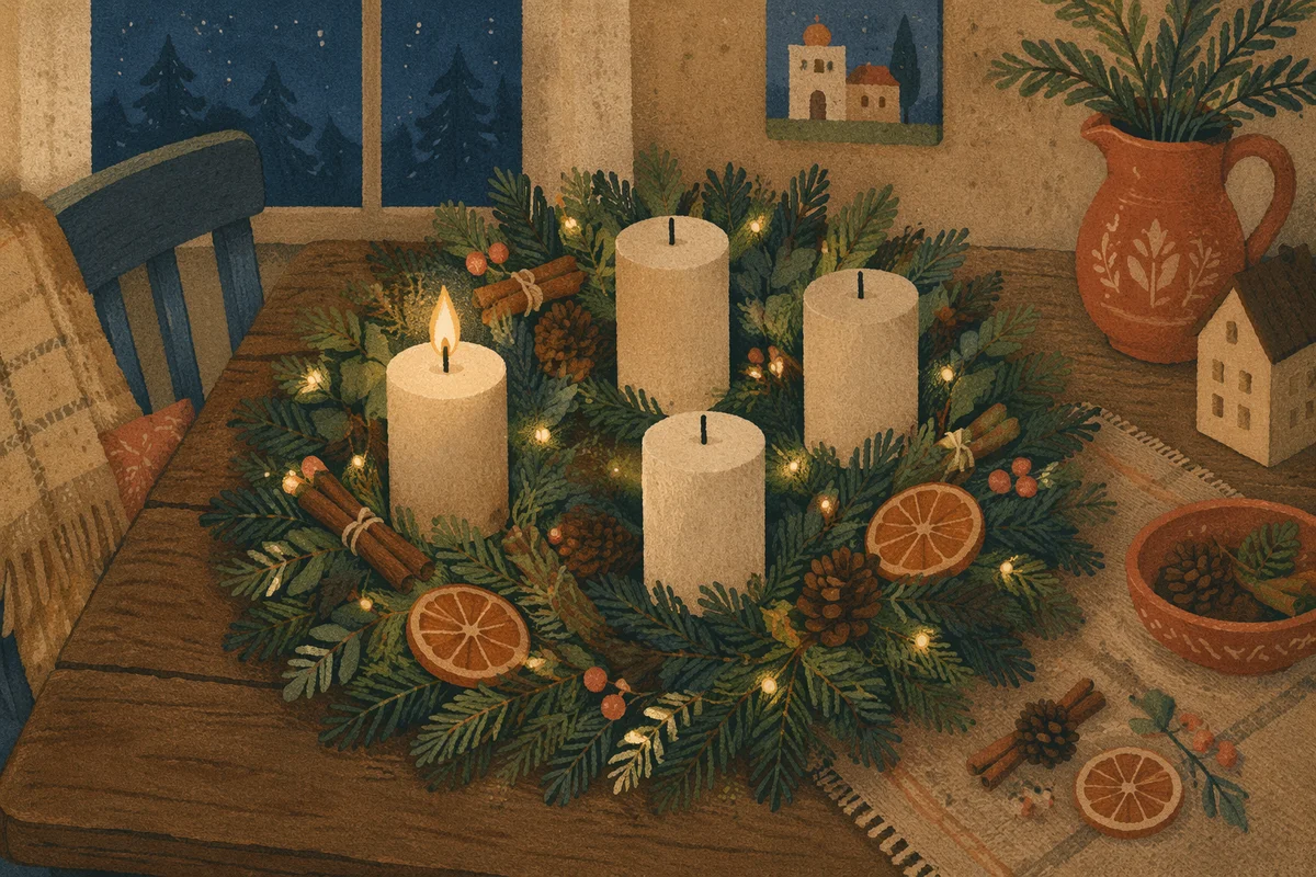 Advent Candle Wreath with Warm Glow