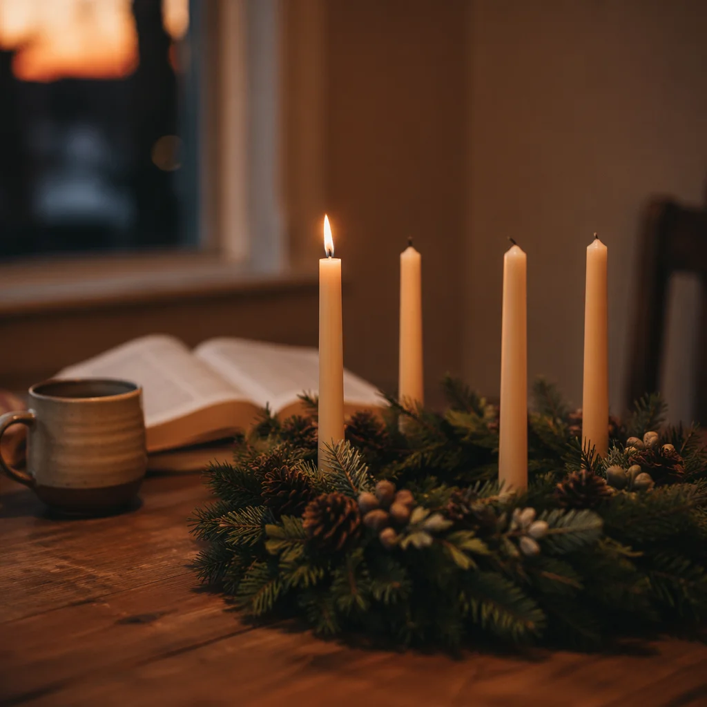 Warm Advent Wreath Candlelight at Dusk