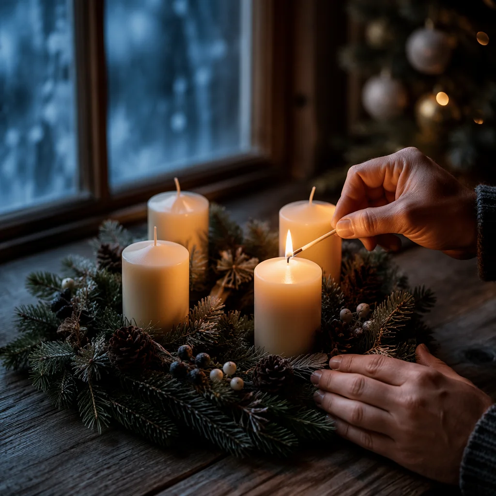 Warm Advent Wreath Candle Lighting