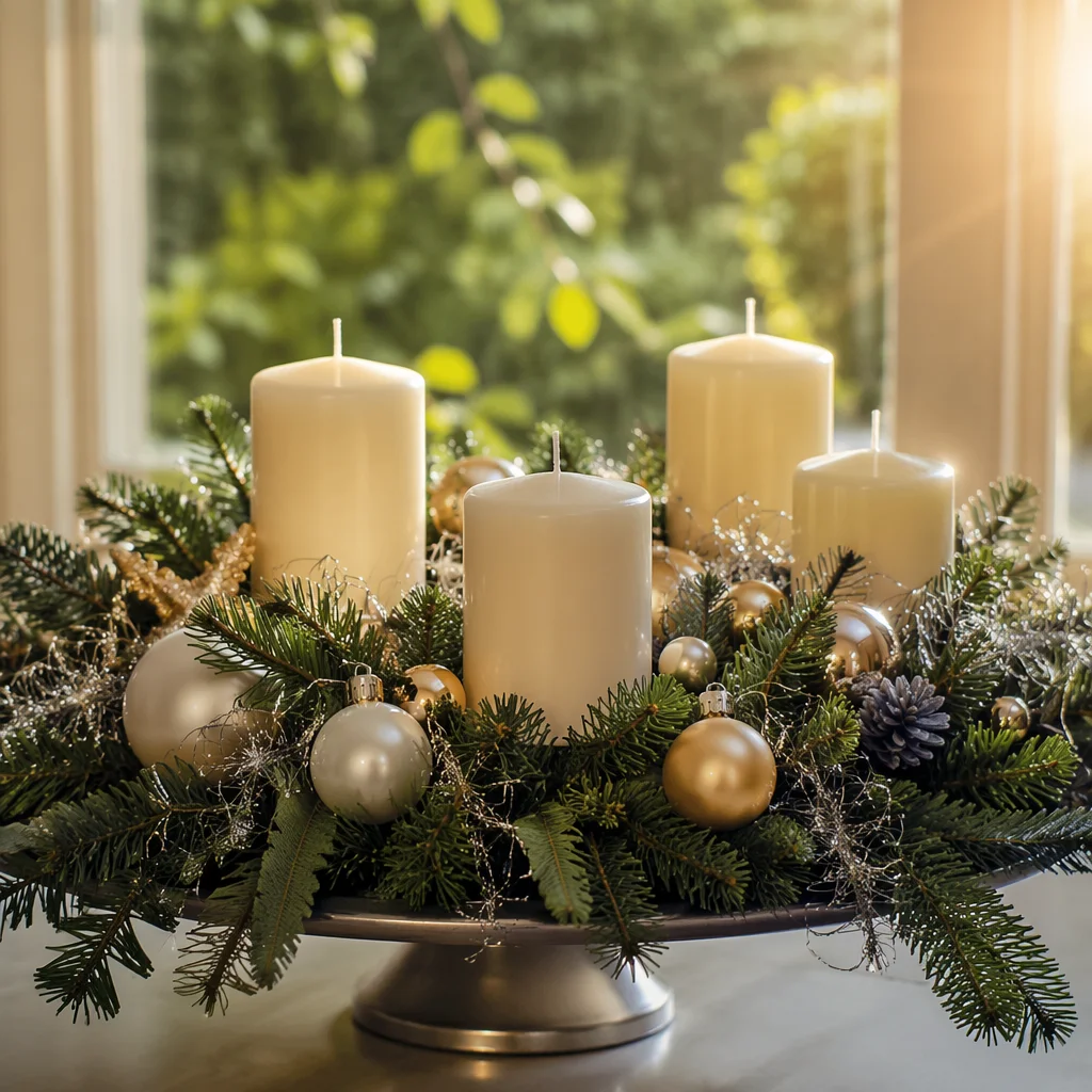 Elegant Advent Wreath by Window Light