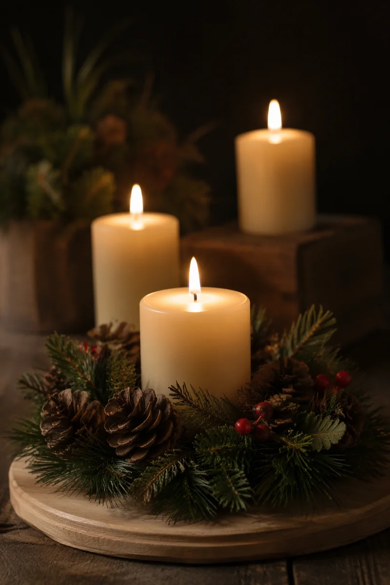 Advent Candle Wreath in Warm Glow