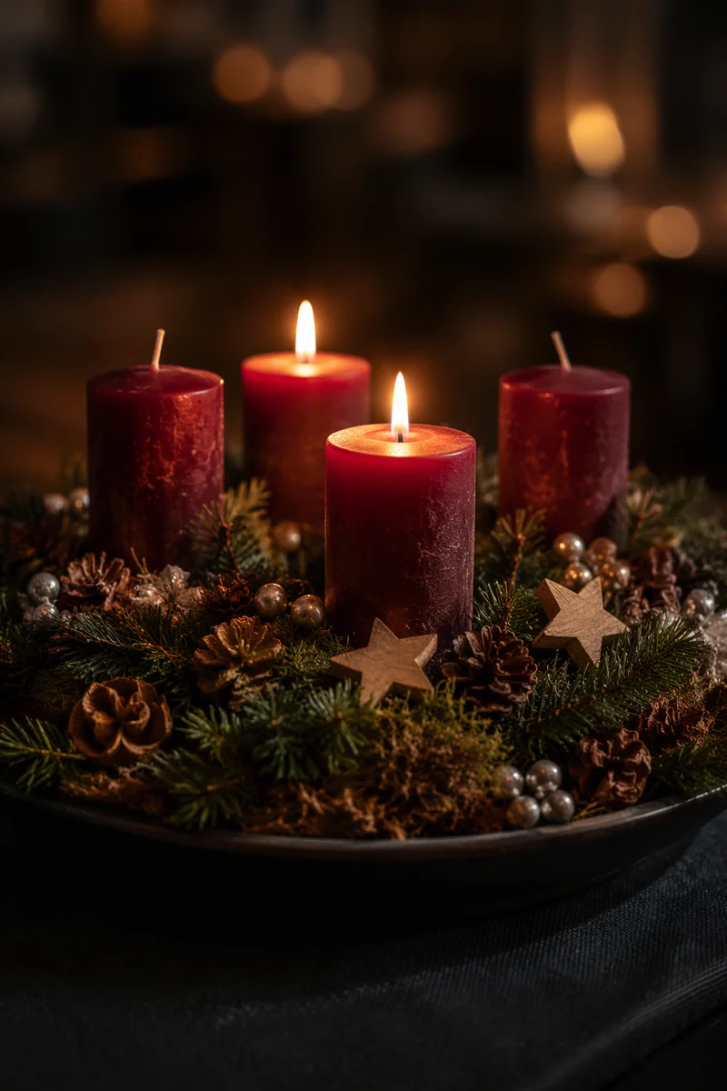 Advent Candle Wreath with Warm Glow